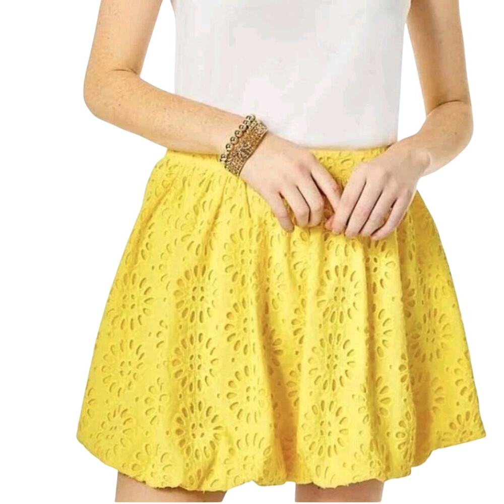 Lilly Pulitzer Leah Skirt Resort Yellow Oversized Pinwheel Eyelet